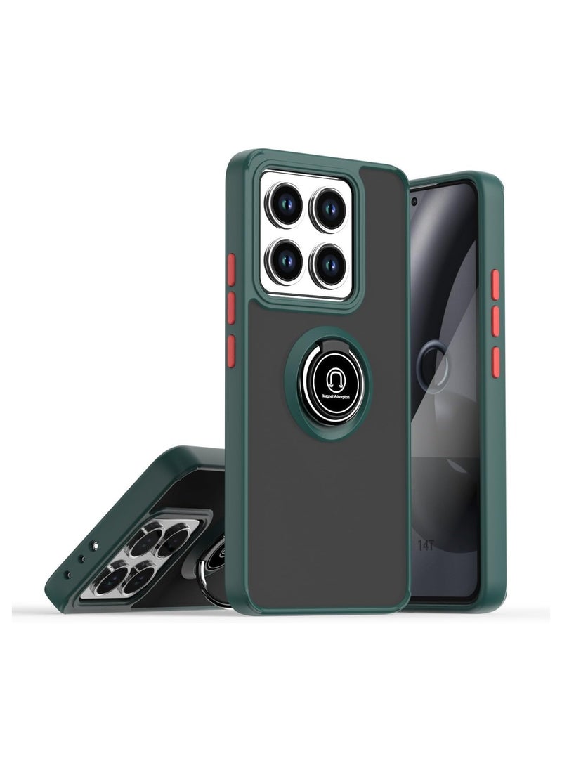 Generic Kickstand Case for Honor X7c 2024 Compatible for Honor X7C Case with Ring Holder Stand, Slim Magnetic Phone Cover Shockproof Protective Case for Honor X7c (Green) 