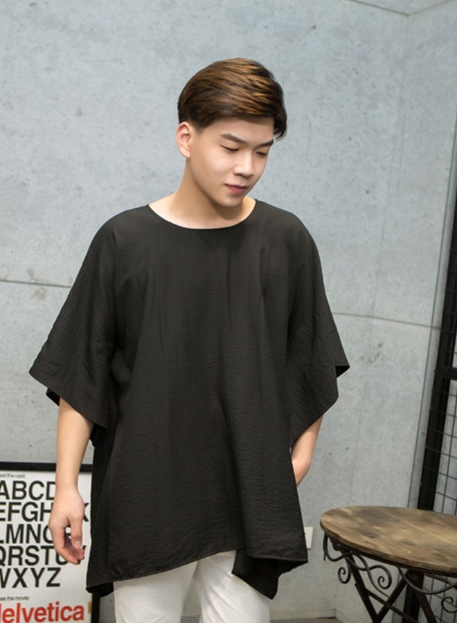 Summer men's simple ultra-loose short-sleeved T-shirt-black  - Image 4