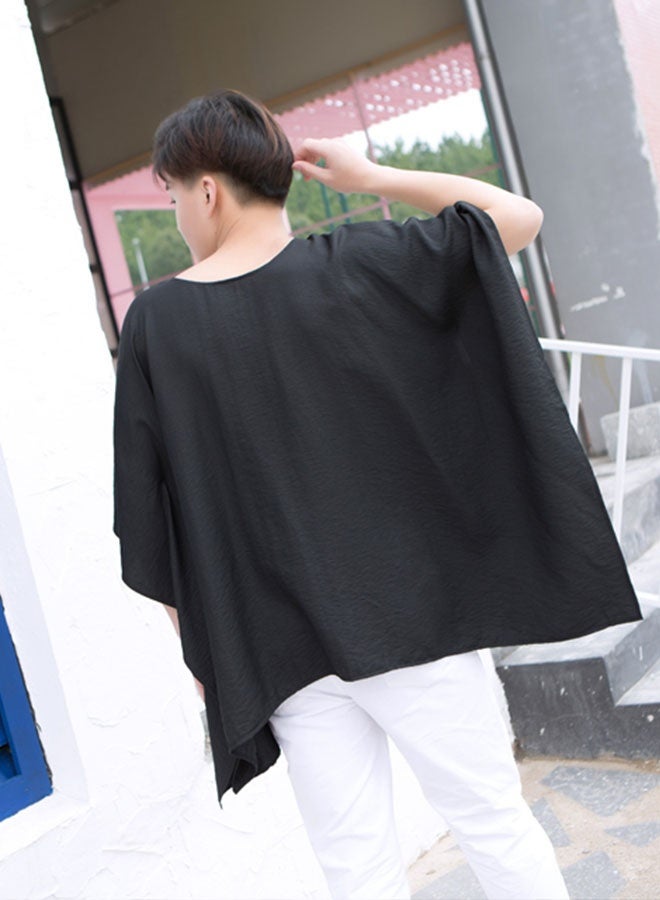 Summer men's simple ultra-loose short-sleeved T-shirt-black  - Image 5