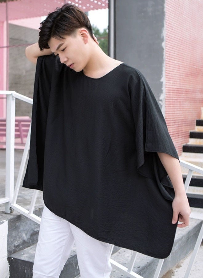 Summer men's simple ultra-loose short-sleeved T-shirt-black  - Image 3
