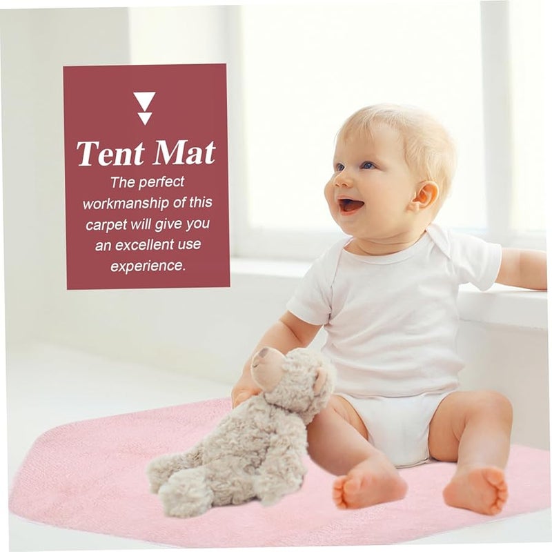 خيمة سداسية الشكل بسجادة وردية ناعمة للعب، مناسبة لغرف الأطفال والحيوانات الأليفة - Image 3