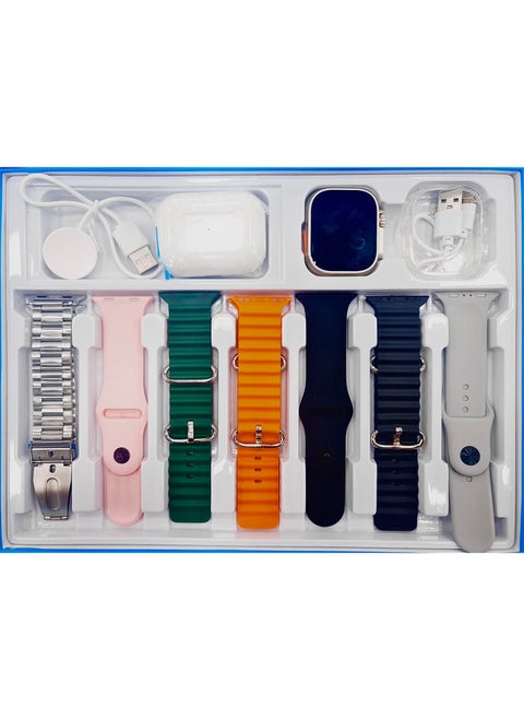 Ultra 2 Multi Function Smart Watch with Wireless Earbuds Bluetooth Calling Multiple Straps Health Fitness Monitor Waterproof Compatible with Android and iOS
