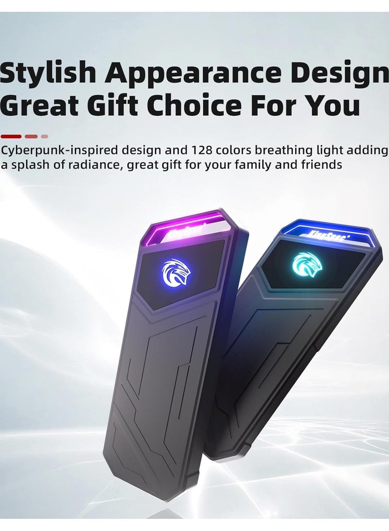 كينجس بيك KingSpec Z5 SSD خارجي محمول بسعة 512 جيجابايت مع إضاءة RGB - حتى 2100 ميجابايت/ثانية، هيكل من سبائك الزنك، واجهة USB 3.2 Gen2x2، محركات أقراص صلبة فائقة الحالة، متوافقة مع الهواتف المحمولة/PS4/الكمبيوتر المحمول/التلفزيون/الكمبيوتر الشخصي - Image 2