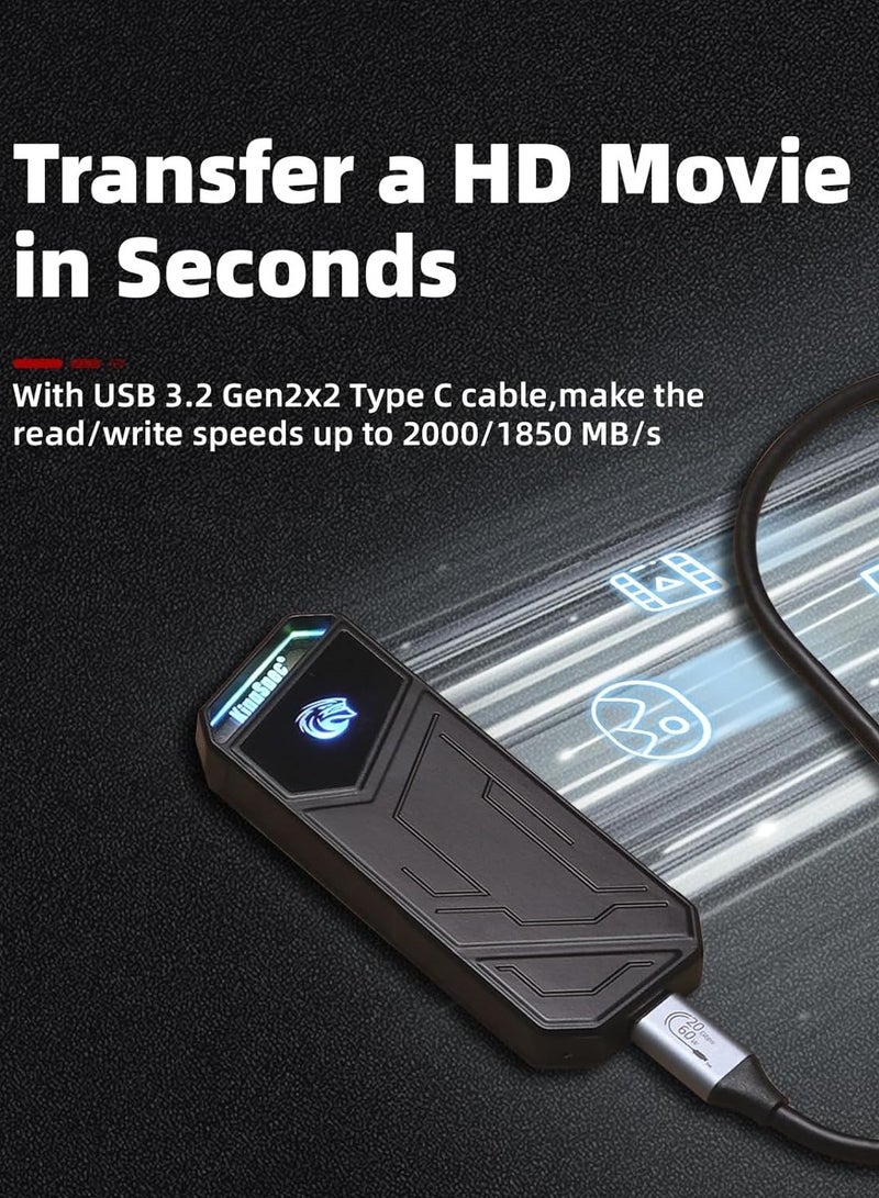 كينجس بيك KingSpec Z5 SSD خارجي محمول بسعة 512 جيجابايت مع إضاءة RGB - حتى 2100 ميجابايت/ثانية، هيكل من سبائك الزنك، واجهة USB 3.2 Gen2x2، محركات أقراص صلبة فائقة الحالة، متوافقة مع الهواتف المحمولة/PS4/الكمبيوتر المحمول/التلفزيون/الكمبيوتر الشخصي - Image 4