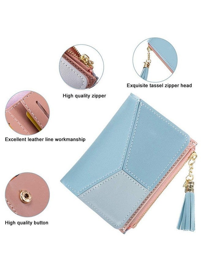 Alexvyan محفظة أليكسفيان الزرقاء الصغيرة للنساء - محفظة قابلة للطي - منظم بطاقات - حقيبة يد نسائية / فتيات - حافظة بطاقات ائتمان - 2 جيب - جيب عملة - تصميم بلونين - Image 4