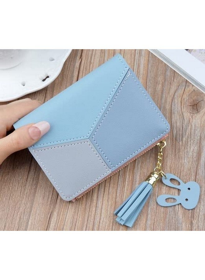 Alexvyan محفظة أليكسفيان الزرقاء الصغيرة للنساء - محفظة قابلة للطي - منظم بطاقات - حقيبة يد نسائية / فتيات - حافظة بطاقات ائتمان - 2 جيب - جيب عملة - تصميم بلونين - Image 5