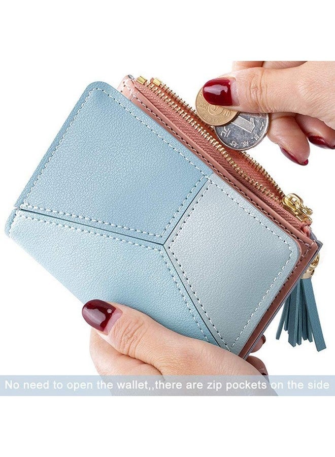 Alexvyan محفظة أليكسفيان الزرقاء الصغيرة للنساء - محفظة قابلة للطي - منظم بطاقات - حقيبة يد نسائية / فتيات - حافظة بطاقات ائتمان - 2 جيب - جيب عملة - تصميم بلونين - Image 3