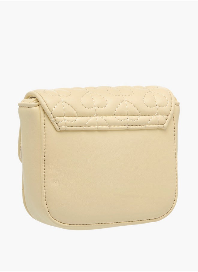 Flora Bella By Shoexpress Girls Heart Embroidered Crossbody Bag with Strap Handle and Flap Closure  - Image 3