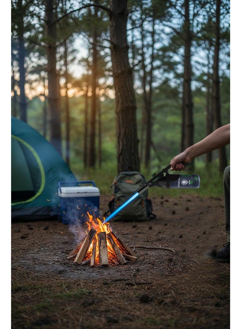 جرين ليون ولاعة مقاومة للرياح، شعلة لهب مقاومة للرياح، ولاعة شعلة نفاثة محمولة مع مقبض لضبط اللهب / تتحمل درجات الحرارة العالية / مقبض مريح / شعلة متعددة الأغراض / إشعال بلمسة واحدة / أنبوب فولاذي سميك / تركيب سريع وسهل - أسود - Image 5