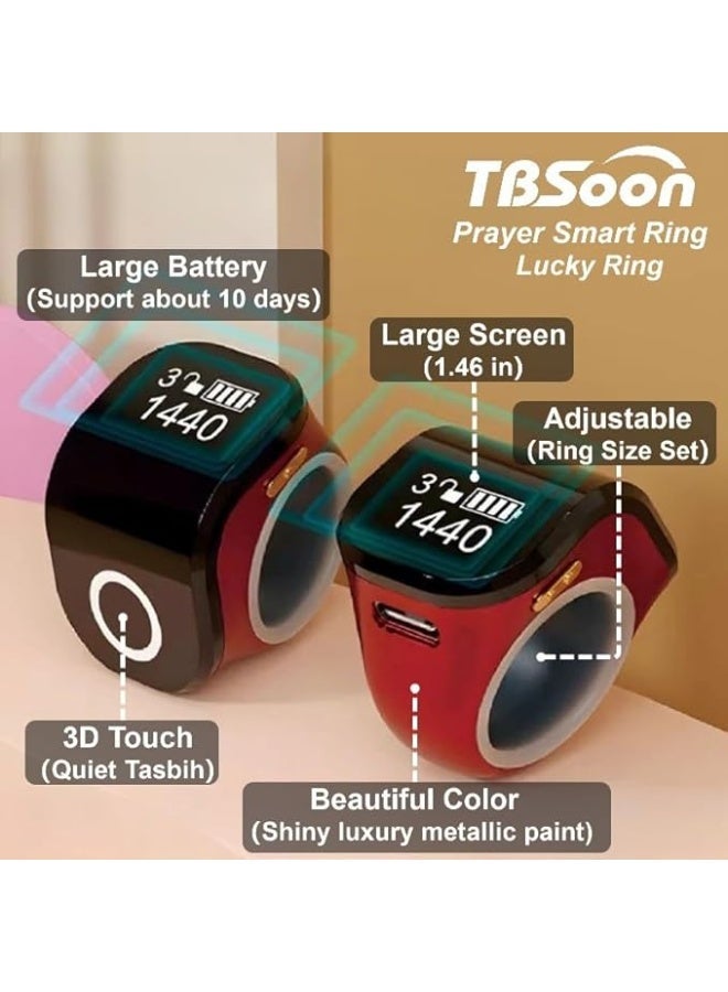 تي بي سون خاتم ذكي بشاشة OLED كبيرة يستخدم كخاتم تسبيح عصري ببطارية قوية وعداد تسبيح مناسب للرجال والنساء للارتداء اليومي أو كهدية - Image 4