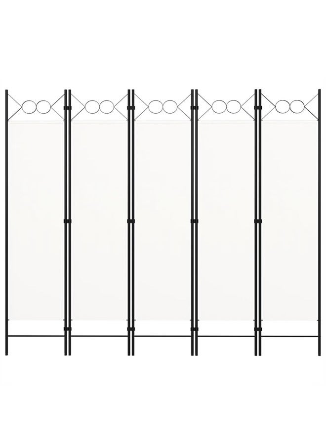 vidaxl 5-Panel Room Divider White 200x180 cm 320707 - Image 3