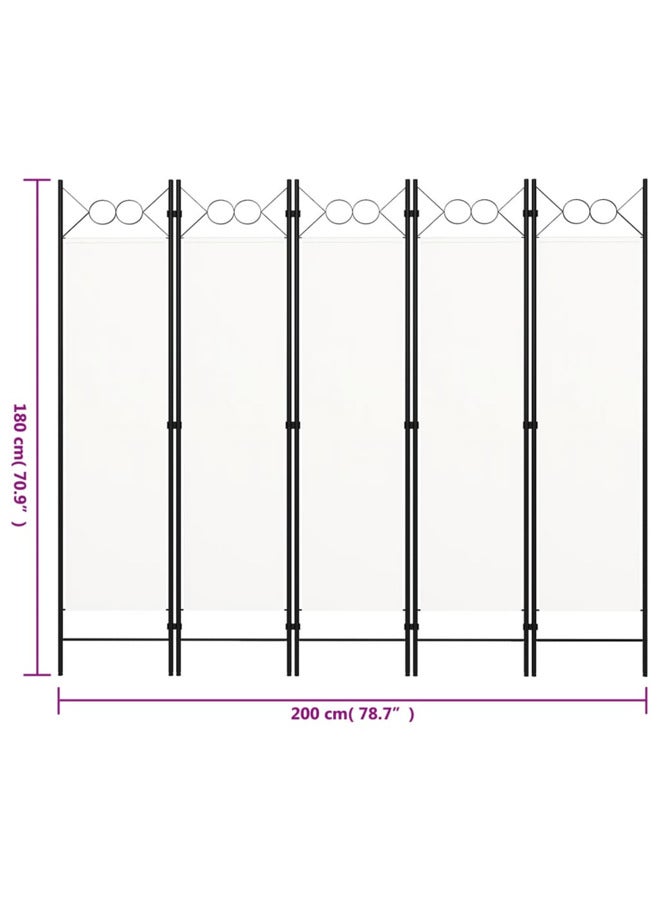 vidaxl 5-Panel Room Divider White 200x180 cm 320707 - Image 5
