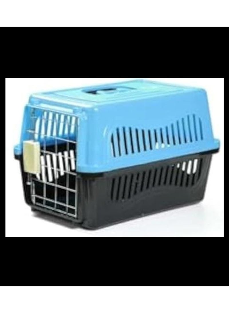 Portable Plastic Crate for Dogs and Cats Ideal for Travel, Training or Temporary Containment (Blue) - Image 1