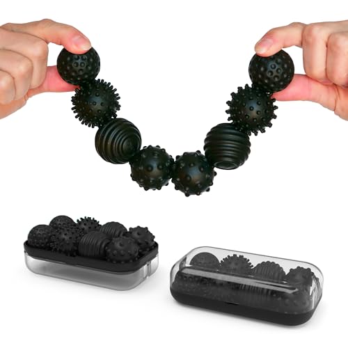 ONO Signets  Silicone Magnetic Balls with Textured Dimples Bumps and Waves  Fun to Play with Fidget Toy for Adults  Help Relieve Stress Anxiety Tension Onyx Set of 8 - Image 1