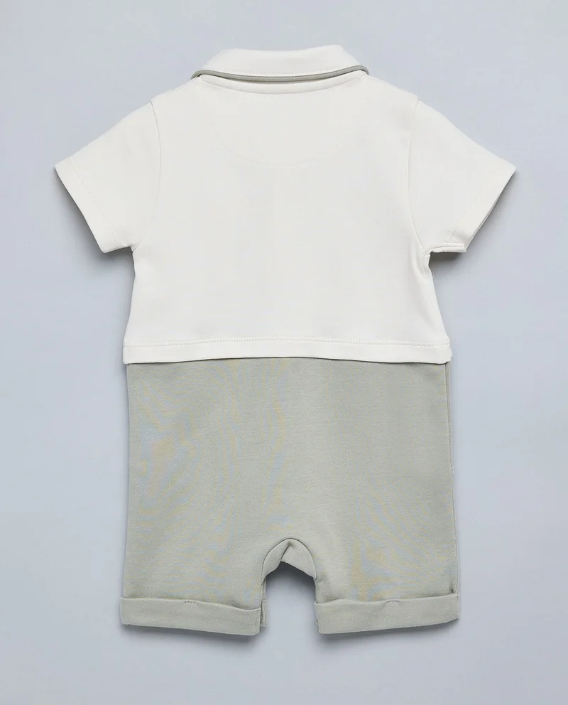 R&B Appliqued Rompers with Collar and Short Sleeves