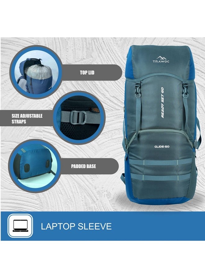 TRAWOC GLIDE 50 ltrs Rucksack Bag for Men & Women Travel Backpack for for Trekking & Hiking, LHK001, English Blue - Image 2