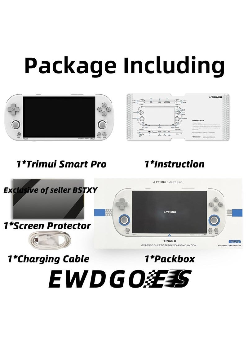 Generic - Trimui Smart Pro 5-inch Handheld Game Console Preinstalled Emulator System 128GB (White) - Image 1