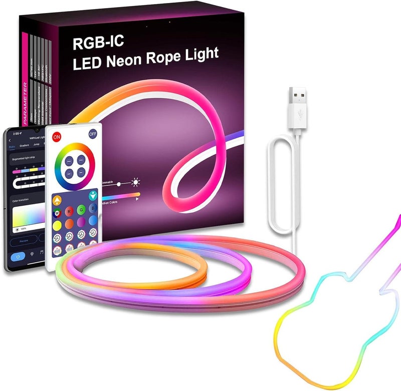 Sisliya Neon LED Strip RGBIC Neon LED Strip with App Control DIY Colour Changing Light Strip Music Sync Neon Light Strip for Living Room3 Meters - Image 1