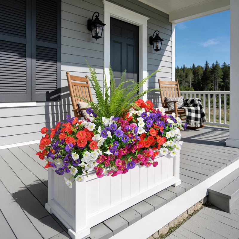 Hrobek Artificial Flowers for Outdoors Faux Plants Outside Indoor,UV Resistant Silk Fake Morning Glory Tall Ferns for Home Patio Garden Back Yard Front Porch Decor (13 Bunches,5 Multi Colors) - Image 5