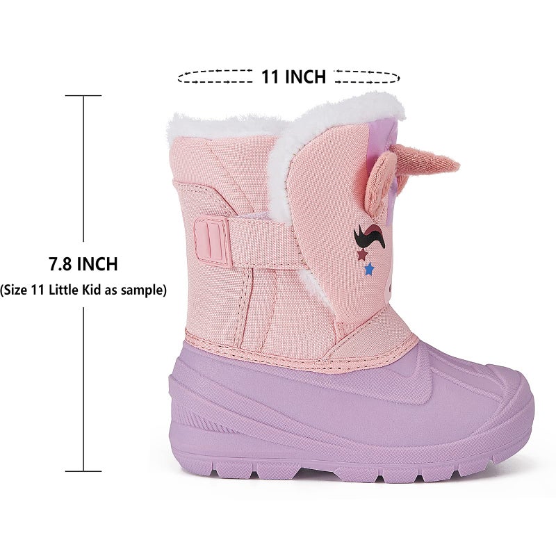 MORENDL Unicorn Boots Toddler Girls Waterproof Insulated Snow Boots Cold Weather Warm Lightweight Non-Slip Faux Fur Kids Winter Boots Purple/Pink Size 6ï¼ˆUS Toddlerï¼‰ - Image 4