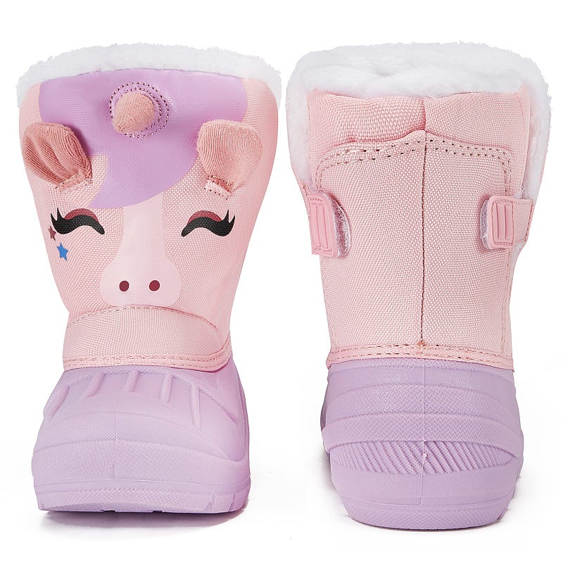 MORENDL Unicorn Boots Toddler Girls Waterproof Insulated Snow Boots Cold Weather Warm Lightweight Non-Slip Faux Fur Kids Winter Boots Purple/Pink Size 6ï¼ˆUS Toddlerï¼‰ - Image 5
