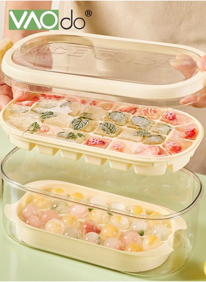 4PCS Ice Cube Tray with Lid and Bin 54 Compartments Ice Cube Trays With Ice Scoop Airtight Anti-BPA Ice Cube Molds BPA Free Stackable Spill-Proof DIY Ice Cube Molds Brown