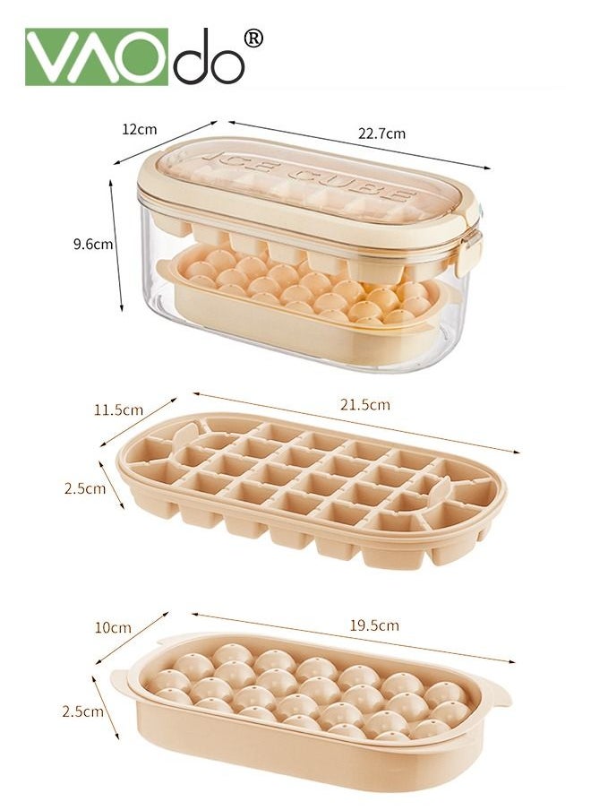 4PCS Ice Cube Tray with Lid and Bin 54 Compartments Ice Cube Trays With Ice Scoop Airtight Anti-BPA Ice Cube Molds BPA Free Stackable Spill-Proof DIY Ice Cube Molds Brown