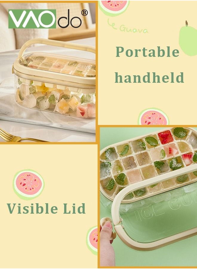 4PCS Ice Cube Tray with Lid and Bin 54 Compartments Ice Cube Trays With Ice Scoop Airtight Anti-BPA Ice Cube Molds BPA Free Stackable Spill-Proof DIY Ice Cube Molds Brown
