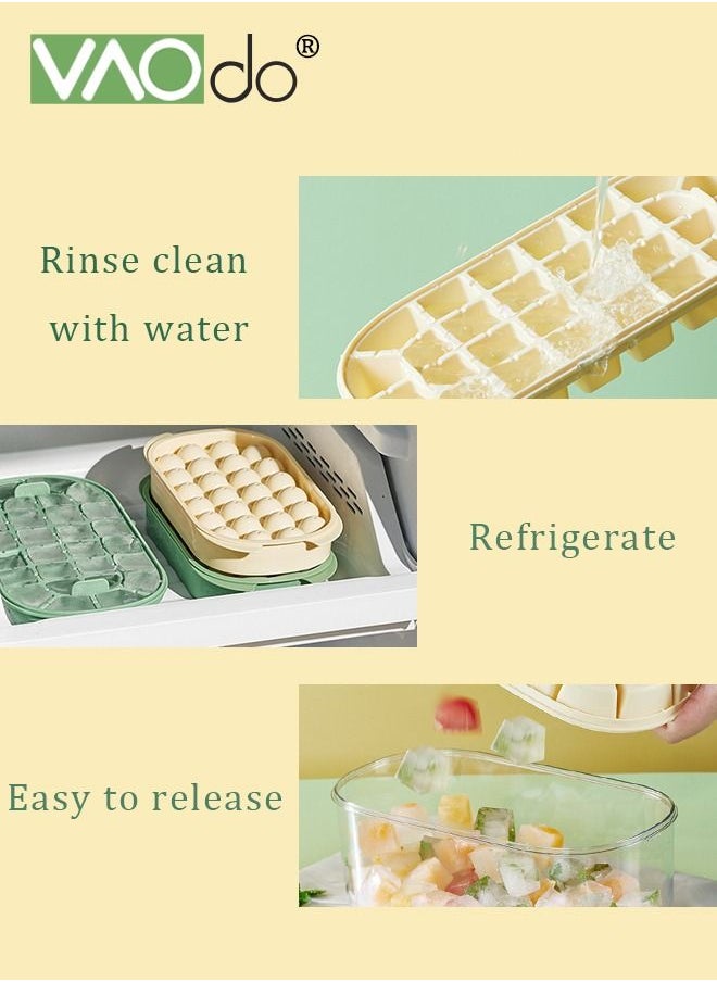 4PCS Ice Cube Tray with Lid and Bin 54 Compartments Ice Cube Trays With Ice Scoop Airtight Anti-BPA Ice Cube Molds BPA Free Stackable Spill-Proof DIY Ice Cube Molds Brown