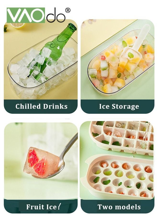 4PCS Ice Cube Tray with Lid and Bin 54 Compartments Ice Cube Trays With Ice Scoop Airtight Anti-BPA Ice Cube Molds BPA Free Stackable Spill-Proof DIY Ice Cube Molds Brown