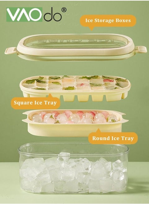 4PCS Ice Cube Tray with Lid and Bin 54 Compartments Ice Cube Trays With Ice Scoop Airtight Anti-BPA Ice Cube Molds BPA Free Stackable Spill-Proof DIY Ice Cube Molds Brown