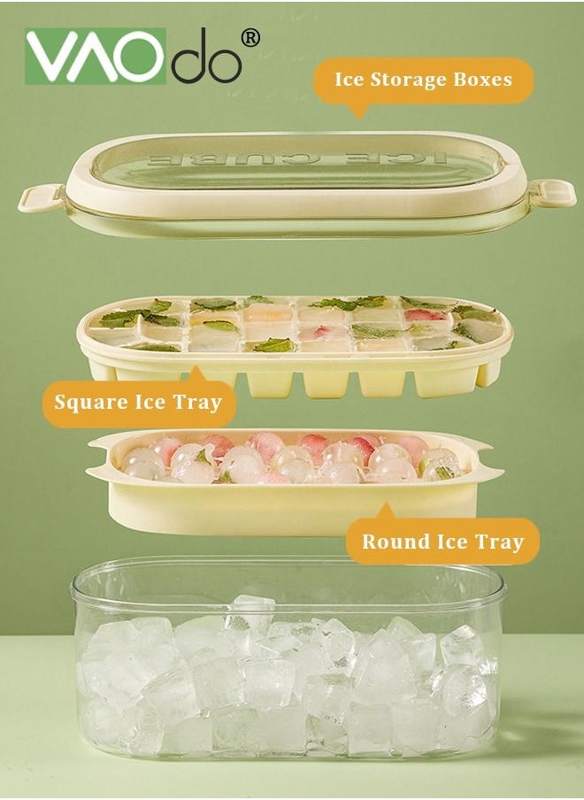 4PCS Ice Cube Tray with Lid and Bin 54 Compartments Ice Cube Trays With Ice Scoop Airtight Anti-BPA Ice Cube Molds BPA Free Stackable Spill-Proof DIY Ice Cube Molds Brown