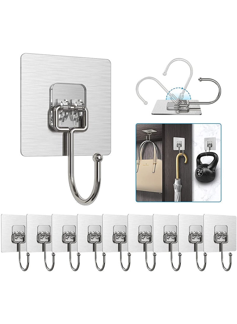 SAMJU SAMJU Metal Self Adhesive Heavy Duty Waterproof Transparent Sticky Wall Hooks for Hanging 10KG Max for Wall Wall Hangers for Hanging Kitchen Bathroom Bedroom Accessories Set of 10 Piece  - Image 1