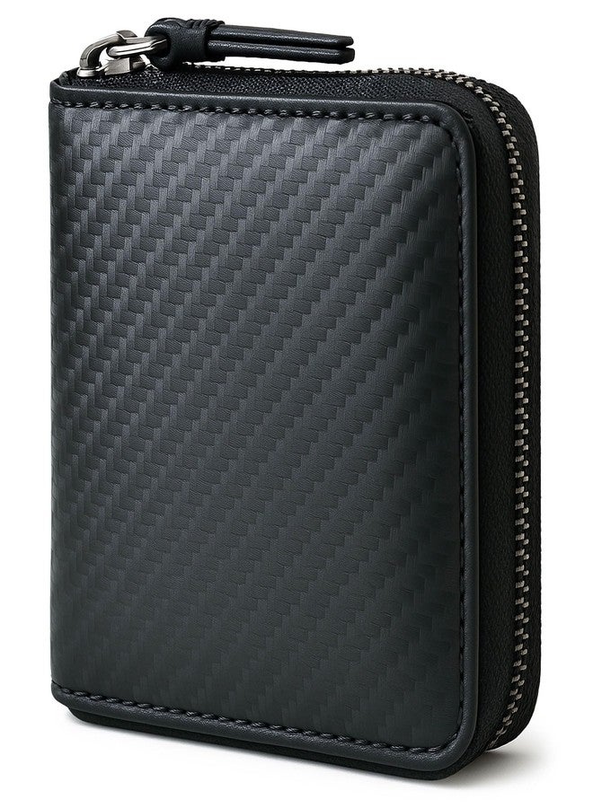 Alldaily محفظة Alldaily للرجال مزودة بسحاب ثنائي الطي لحفظ بطاقات RFID بتقنية حجب الترددات اللاسلكية (أسود) - Image 1