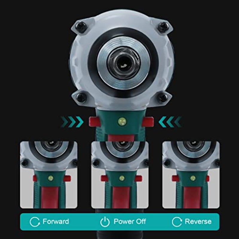 Industrial use, brushless motor, black, 320Nm high torque with adjustable setting and dual 3.0Ah batteries for extended runtime - Image 4