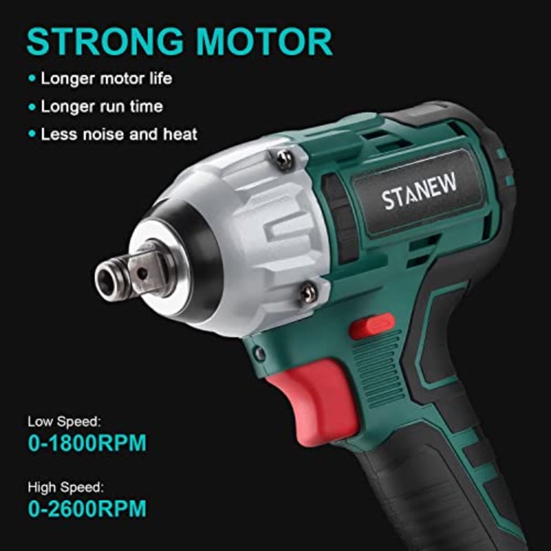 Industrial use, brushless motor, black, 320Nm high torque with adjustable setting and dual 3.0Ah batteries for extended runtime - Image 3