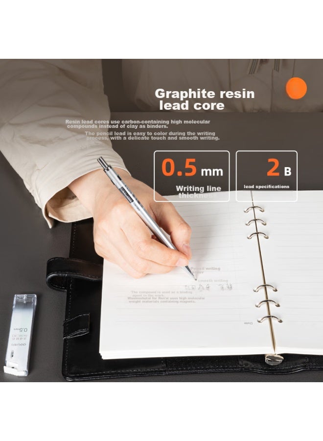 ديلي Deli 0.5mm/2b قلم رصاص ميكانيكي معدني، مركز جاذبية منخفض، سن مقاوم للكسر، قرطاسية لامتحانات الطلاب والرسم 33720 - Image 2