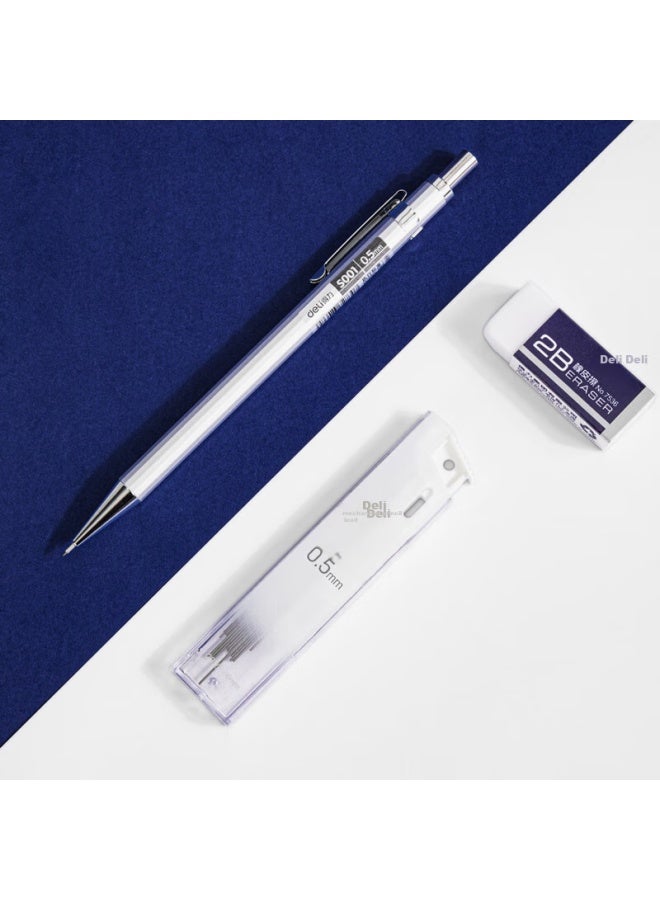 ديلي Deli 0.5mm/2b قلم رصاص ميكانيكي معدني، مركز جاذبية منخفض، سن مقاوم للكسر، قرطاسية لامتحانات الطلاب والرسم 33720 - Image 4