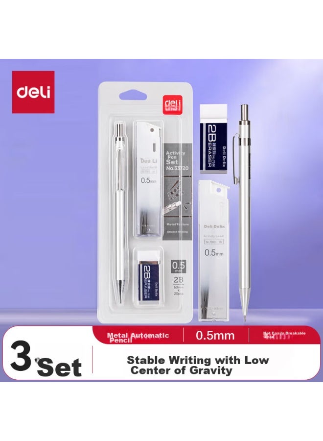 ديلي Deli 0.5mm/2b قلم رصاص ميكانيكي معدني، مركز جاذبية منخفض، سن مقاوم للكسر، قرطاسية لامتحانات الطلاب والرسم 33720 - Image 1