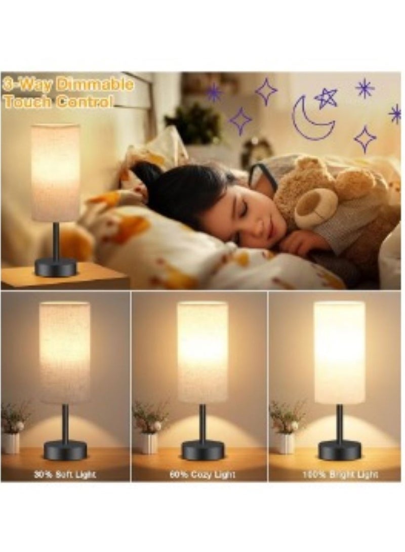 مصباح طاولة يعمل باللمس مع منفذ شحن USB - مصباح بجانب السرير قابل للتعتيم بثلاث مستويات لغرفة النوم، مصباح مكتب LED للمنزل والمكتب، قاعدة سوداء وغطاء أبيض (يتضمن لمبة LED) - Image 3