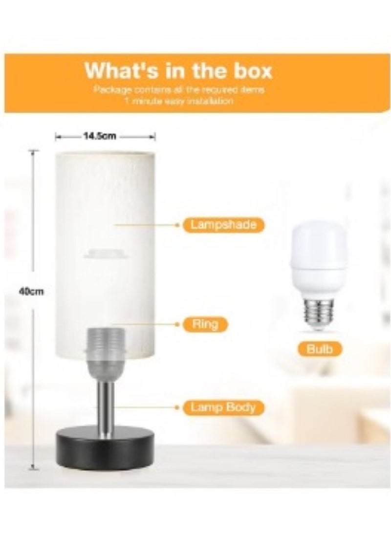 مصباح طاولة يعمل باللمس مع منفذ شحن USB - مصباح بجانب السرير قابل للتعتيم بثلاث مستويات لغرفة النوم، مصباح مكتب LED للمنزل والمكتب، قاعدة سوداء وغطاء أبيض (يتضمن لمبة LED) - Image 5
