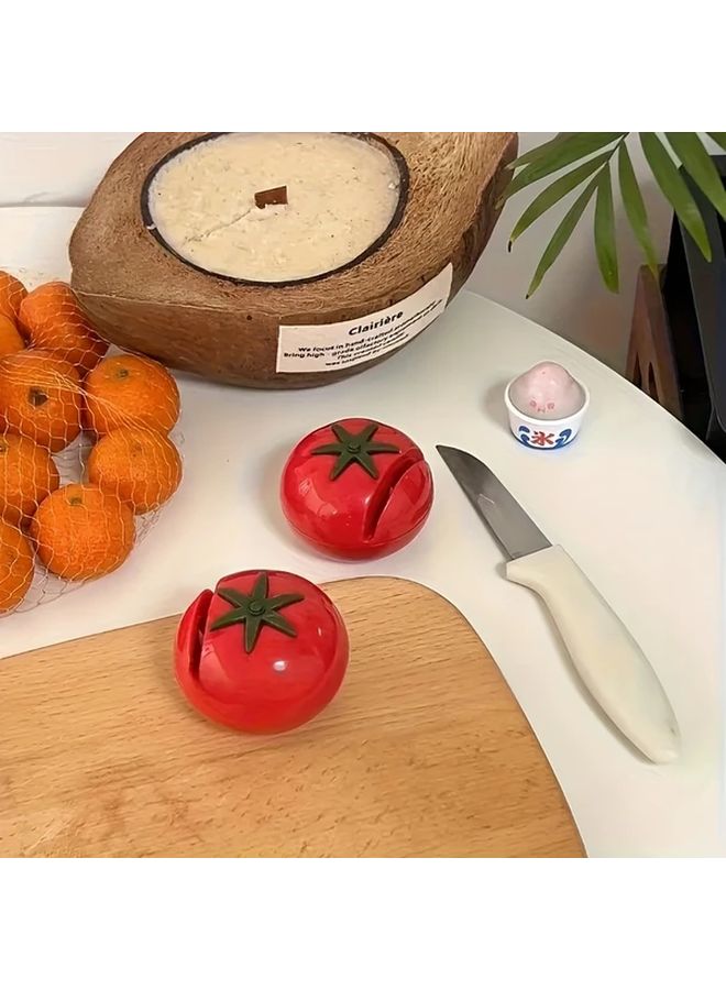 Tomato Shaped Knife Sharpener With Non Slip Base 1pc Durable Plastic Kitchen Whetstone - Image 4