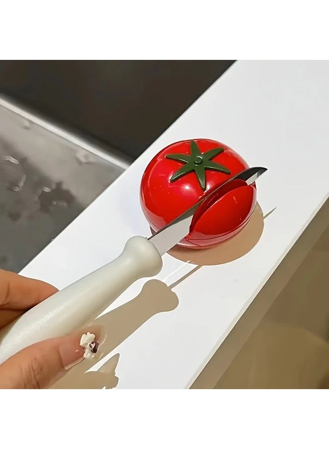 Tomato Shaped Knife Sharpener With Non Slip Base 1pc Durable Plastic Kitchen Whetstone - Image 5