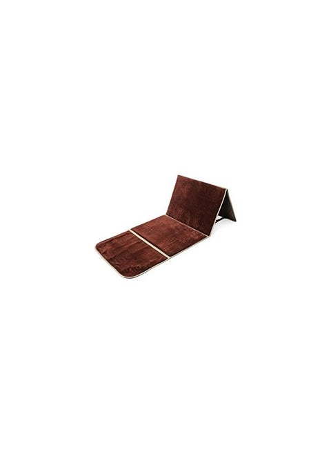 Foldable padded prayer rug used as a relaxation rug and as a floor seat with backrest (brown color)