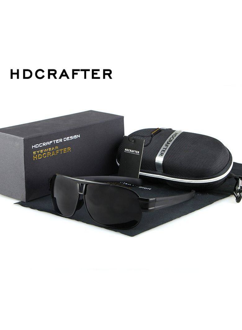 HDCRAFTER New Men's Polarized UV400 Metal Large Frame Pilot Sunglasses