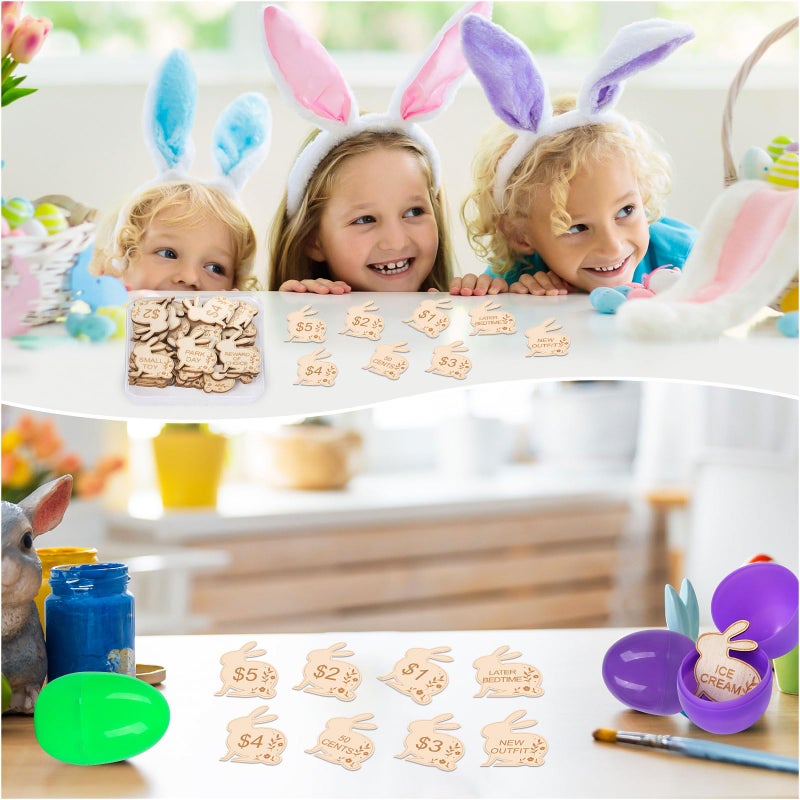 Hedeey Easter Egg Fillers,30 Pack Wooden Easter Egg Tokens for Kids,Easter Basket Stuffers,Easter Reward Tokens with 30 Different Engraved Sayings,Easter Eggs Filled Activity for Kids Teens Girls Boys(Bunny) - Image 5