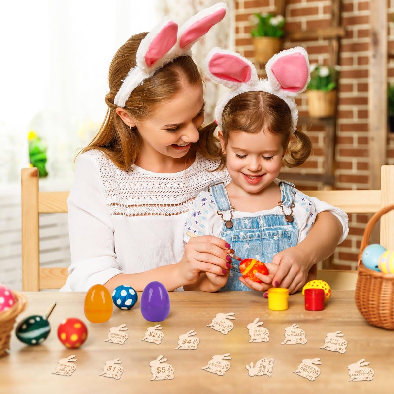 Hedeey Easter Egg Fillers,30 Pack Wooden Easter Egg Tokens for Kids,Easter Basket Stuffers,Easter Reward Tokens with 30 Different Engraved Sayings,Easter Eggs Filled Activity for Kids Teens Girls Boys(Bunny) - Image 3