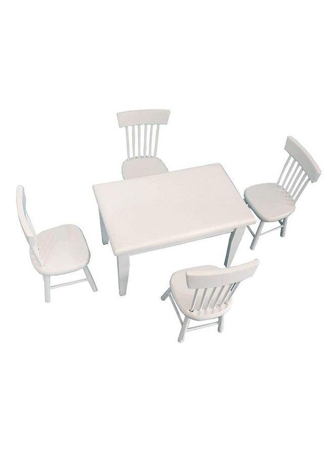 SXFSE Dollhouse Decoration Accessories 1:12 Dollhouse Miniature Furniture Wooden White Dining Table Chair Model Set - Image 3