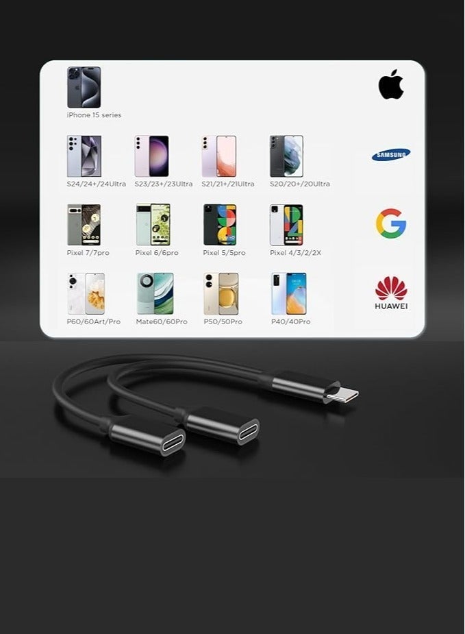 micro speed Dual USB C Headphone and Charger Adapter, 2-in-1 Type C Audio Dongle Cable with Fast Charge, USB C Splitter Type C Audio Adapter - Image 5