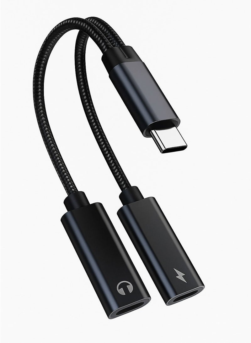 micro speed Dual USB C Headphone and Charger Adapter, 2-in-1 Type C Audio Dongle Cable with Fast Charge, USB C Splitter Type C Audio Adapter - Image 2